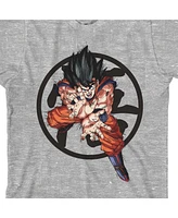 Dragon Ball Z Boys Goku w/ Symbol Graphic Youth Athletic Heather T-Shirt-xl