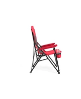 High-back, heavy-duty lawn chair, 250lbs, Portable, collapsible, Cup holder, Red