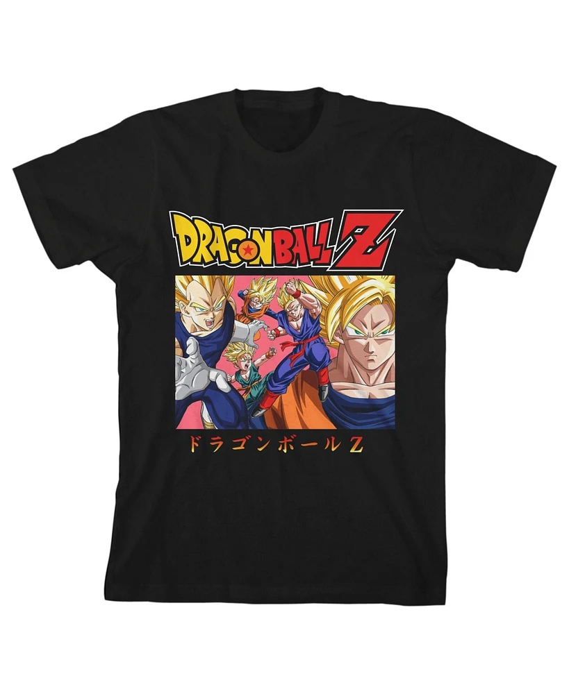 Dragon Ball Z Boys Super Saiyan Character Group Black T-shirt-xl