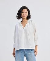 Reistor Women's Relaxed Fit Top with Front-tie White