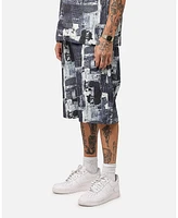 Xxiii Men's Printed Denim Patch Jorts