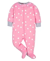 Gerber Baby Girls Sleep N' Play Pajamas, 4-pack
