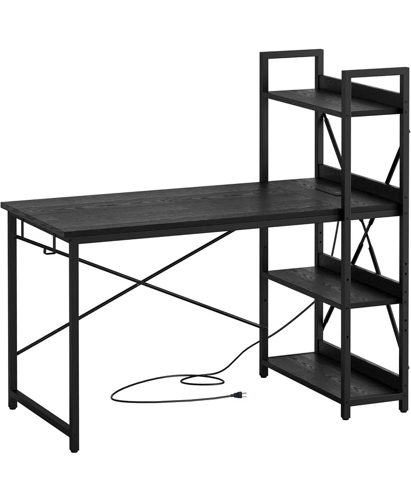 Computer Desk 47" with Power Outlet and Storage Shelves