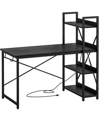 Computer Desk 47" with Power Outlet and Storage Shelves