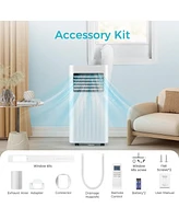 Cowsar 8,000 Btu Portable Ac, 4-in-1, Cools 350sq.ft, Remote, Led Display, 24H Timer, Install Kits