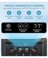 Cowsar 1.3 cu.ft 12 Bottle 48 Can Wine Cooler/Mini Fridge/Beverage Refrigerator Countertop Clear Glass Door for Beer&Soda