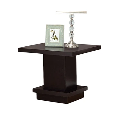 Contemporary Pedestal End Table – Sleek Design in Cappuccino