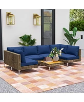 Outsunny 7 Piece Wicker Patio Furniture Set Outdoor Sectional, /