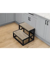 Ladder, Step Stool, Bedroom, Kitchen, Black Metal, Dark Taupe Laminate