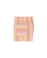 Kids Headquarters Baby Girls 2-Piece Multi Stripe Crinkle Knit Top and Shorts Set
