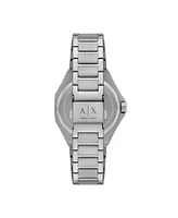 A|X Armani Exchange Women's Automatic Three-Hand Silver Stainless Steel Watch, 36mm