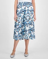 Jm Collection Women's Printed Jacquard Pull-On Midi Skirt, Exclusively at Macy's