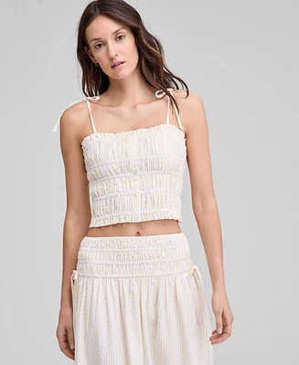And Now This Women's Smocked Seersucker Tie-Strap Top, Exclusively at Macy's
