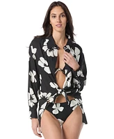 Vince Camuto Women's Floral-Print Cotton Cover-Up Shirt
