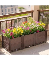 Brown rectangular raised garden bed kit for vegetables, herbs, flowers