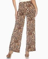 White Mark Women's Cheetah Print Wide Leg Pants
