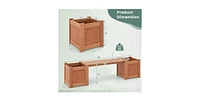 Farmhouse Durable Outdoor Wooden Planter Box with Garden Bench