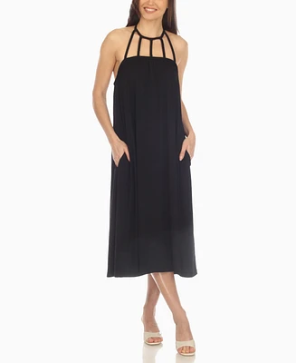 White Mark Women's Braided Strap Midi Dress