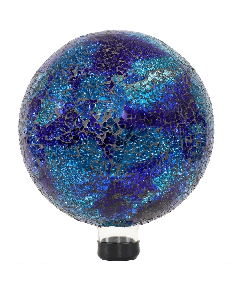 10-inch Gazing Ball for Garden - Crackled Glass Mosaic Gazing Globe for Outside - Deep Ocean Swirl Mosaic