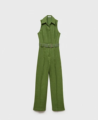 Mango Women's Belted Shirt Jumpsuit