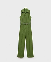 Mango Women's Belted Shirt Jumpsuit