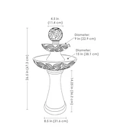 Gentle Glow 26.5" H 2-Tier Ceramic Outdoor Fountain with Led Light - Tiered Water Feature with Electric Pump - Off-White