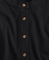 On 34th Women's Rib-Knit Short-Sleeve Button Front Top, Exclusively at Macy's