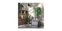 Modern Farmhouse Wooden Raised Garden Bed Planter on Wheels with Trellis for Outdoor Gardening