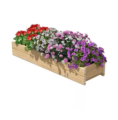 Unfinished Cedar Wood Garden Planter Box for Outdoor Gardening and Planting