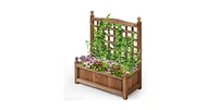 Natural Fir Wood Outdoor Garden Planter Box with High Trellis