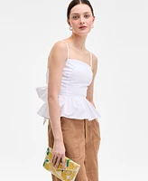 On 34th Women's Cotton Tie-Back Peplum Tank, Exclusively at Macy's