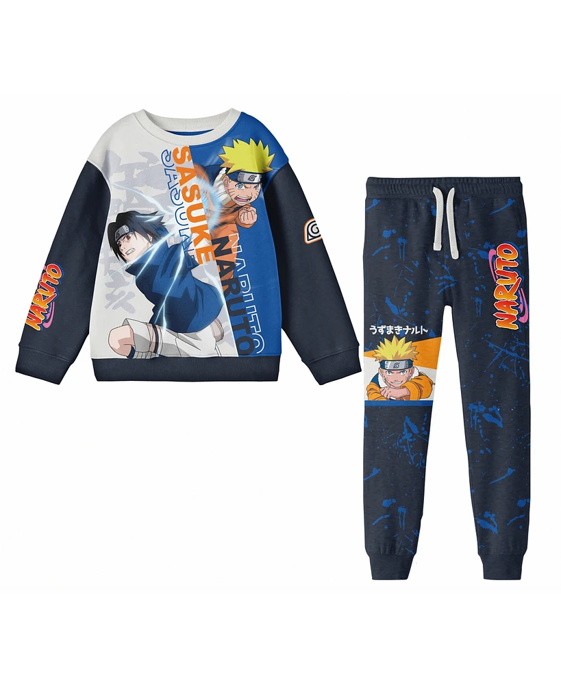Naruto Boys Sasuke Vs. Oversized Graphic Youth Sweatshirt and Joggers 2-Piece Set