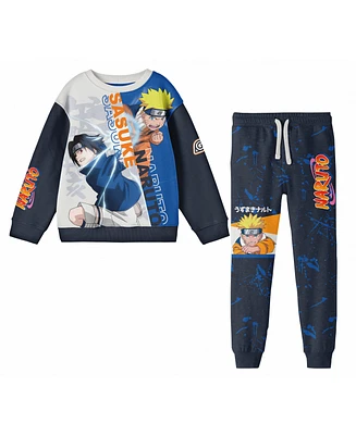 Naruto Boys Sasuke Vs. Oversized Graphic Youth Sweatshirt and Joggers 2-Piece Set