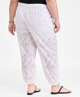 On 34th Trendy Plus Eyelet Jogger Pants, Exclusively at Macy's
