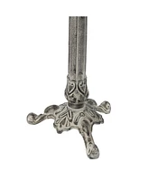 Bird and Blossom Metal Bird Bath with Uv-Resistant Finish - Cast Aluminum - Antique Gray - 13"