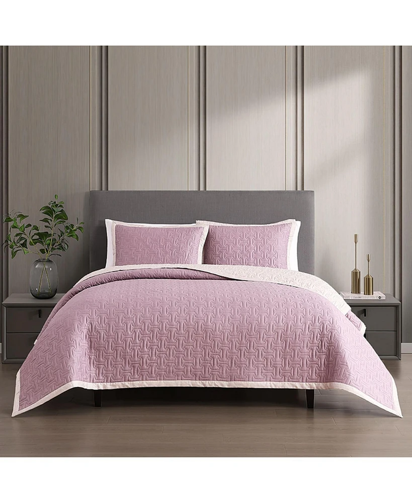 Bebejan 100% Cotton Sateen 3 Piece Textured Quilted King Size Coverlet Set