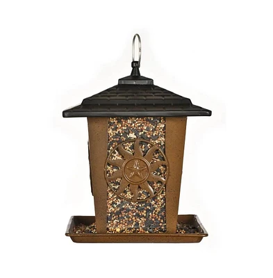 Heavy Duty Lantern Style Bird Feeder with Four Wide Perching Areas for Outdoor Birds