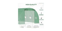 26.2 ft x 9.7 ft Outdoor Walk-in Greenhouse with Green Pe Cover and Steel Frame
