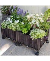 Modern 2-Piece Raised Garden Planter Box on Wheels for Indoor and Outdoor Use