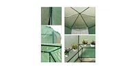 Outdoor Hexagon Greenhouse 6.5 x 7 Ft with Steel Frame Pe Cover and Shelves