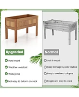 Wooden Raised Garden Bed Solid Wood Elevated Planter Box with Legs