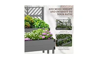 Weatherproof Wooden Planter Box with Integrated Flower Shelf