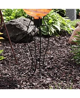 Graceful Curved Outdoor Gazing Globe Stand - Metal Garden Globe Stand for 8" to 12" Gazing Balls - Black - 18.25" H