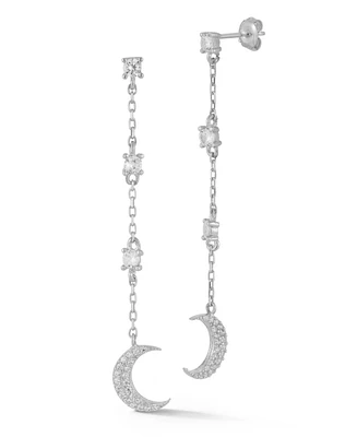 Rachel Zoe Sterling Silver Pave Moon Drop Earrings