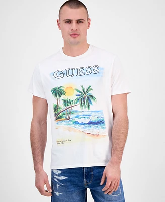 Guess Men's Short Sleeve Oceans View Graphic Crewneck T-Shirt