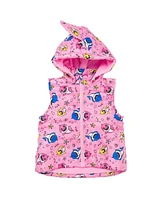 Baby Shark Toddler Girls Pinkfong Shark Zip Up Fleece Vest T-Shirt and Pants 3 Piece Outfit Set