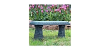 Fiber-Clay Resin Outdoor Garden Bench in Stone Finish