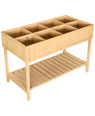 Farmhouse Fir Wooden Raised Garden Planter Box for Outdoor Gardening and Planting