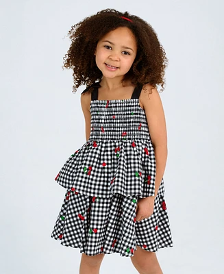 Rare Editions Toddler and Little Girls Cherry Gingham Dress
