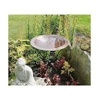 Round Copper-Plated Brass Large Bird Bath with Rimmed Bowl for Outdoor Garden
